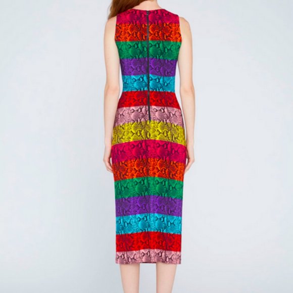 Alice + Olivia Delora Rainbow Snake Dress NWT - Picture 3 of 5